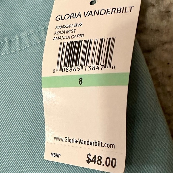 Amanda Gloria Vanderbilt in aqua mist Capri size 8 NWT vacation spring pastels - Picture 4 of 4
